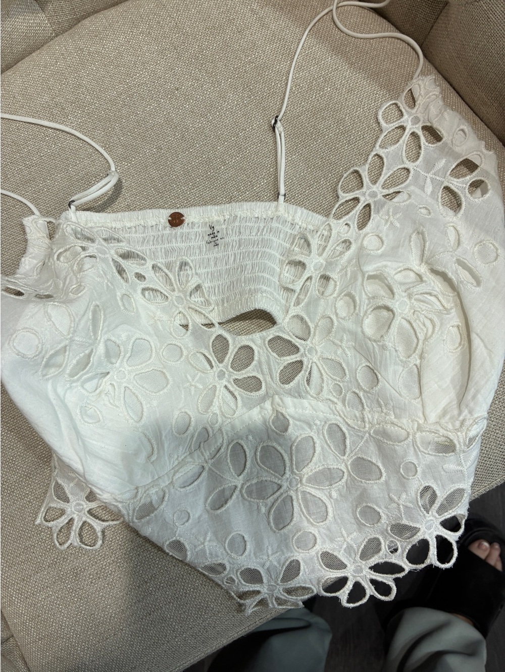 White Eyelet Lace Camisole Top - Women